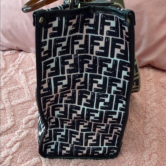 Women's Black White and Pink Tote Bag - Picture 6 of 16